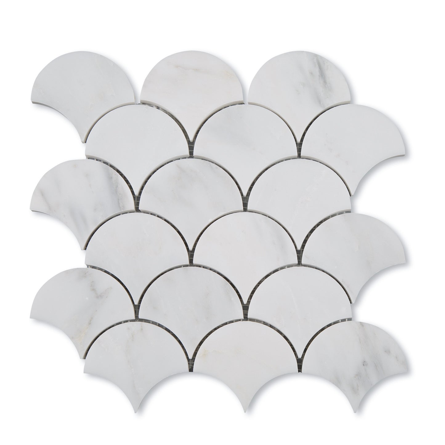 Sample: Casablanca Carrara Fish Scale Mosaic Marble Tile | Honed-Sample-Sample-Riad Tile