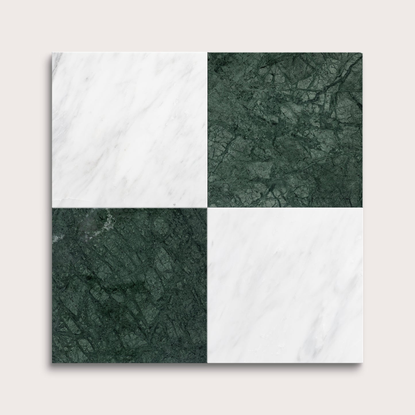 marble square tiles in checkerboard pattern on light grey background