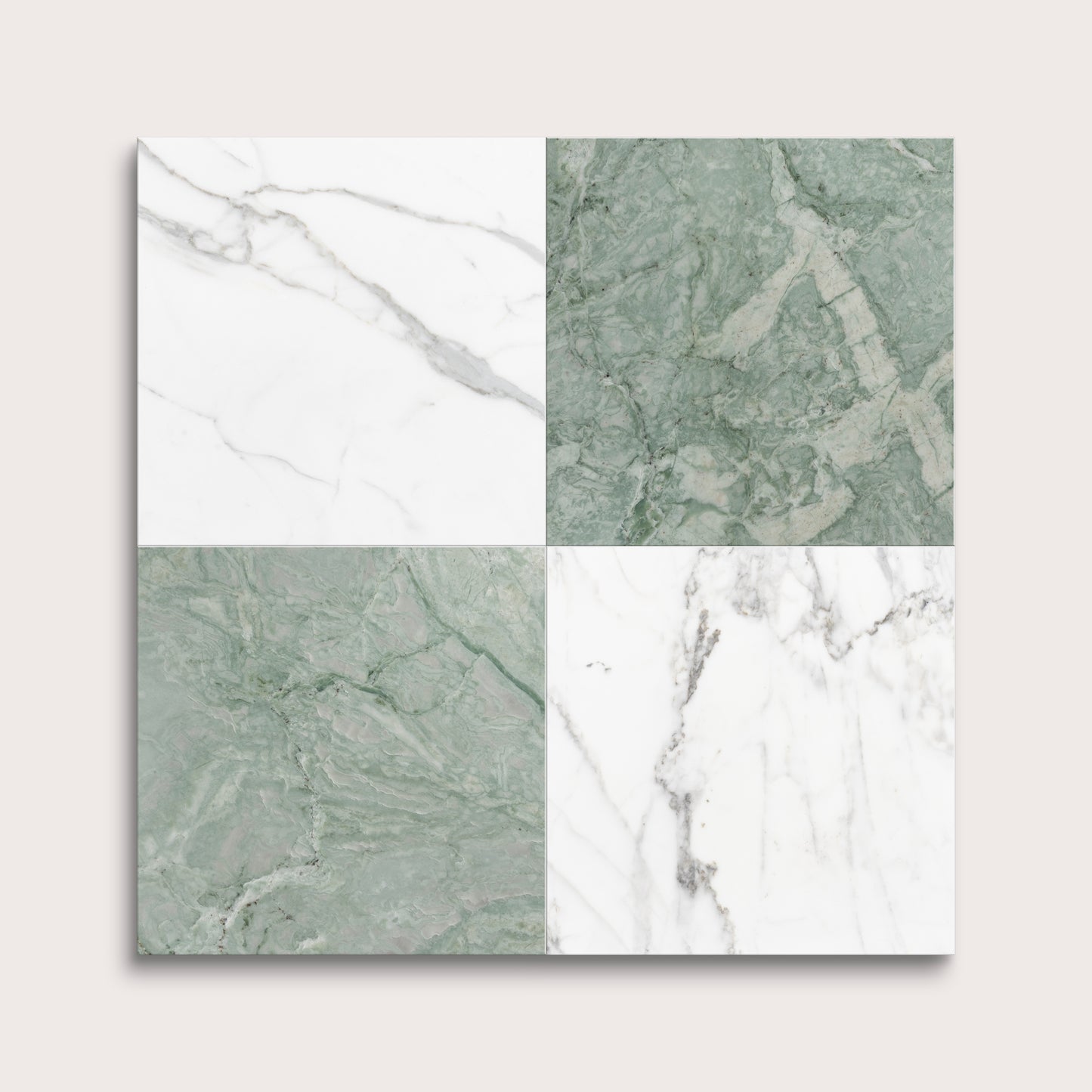 marble square tiles in checkerboard pattern on light grey background
