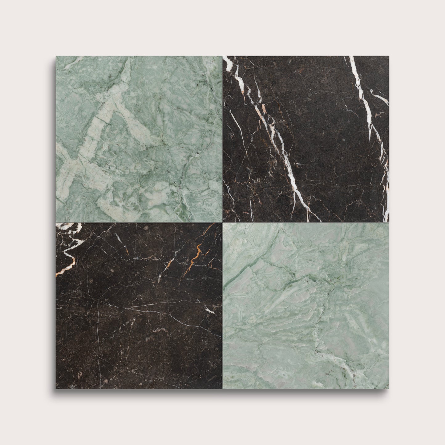 marble square tiles in checkerboard pattern on light grey background
