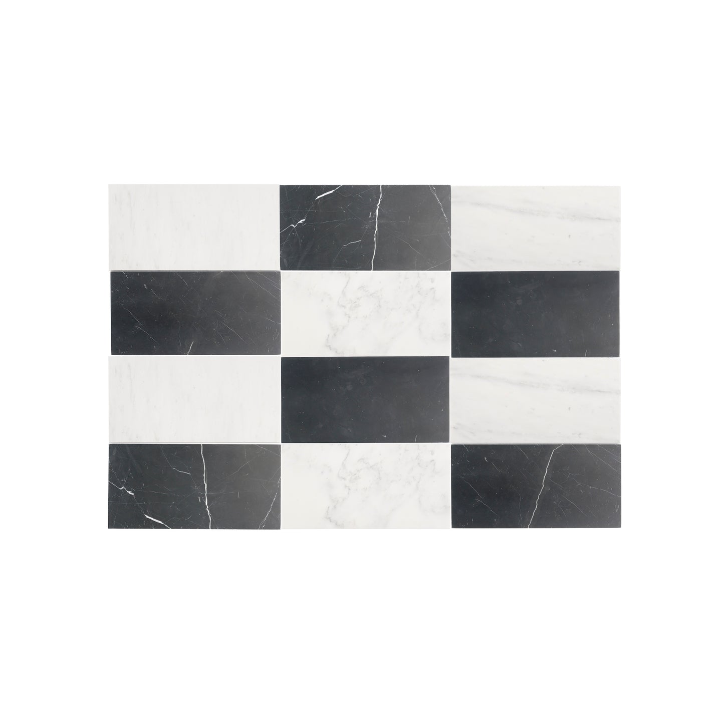 Casablanca Carrara & Nero Marquina 6x12 | Honed – Checkerboard Bundle-Main Inventory-All Products,Checkerboard,Natural Stone-Riad Tile