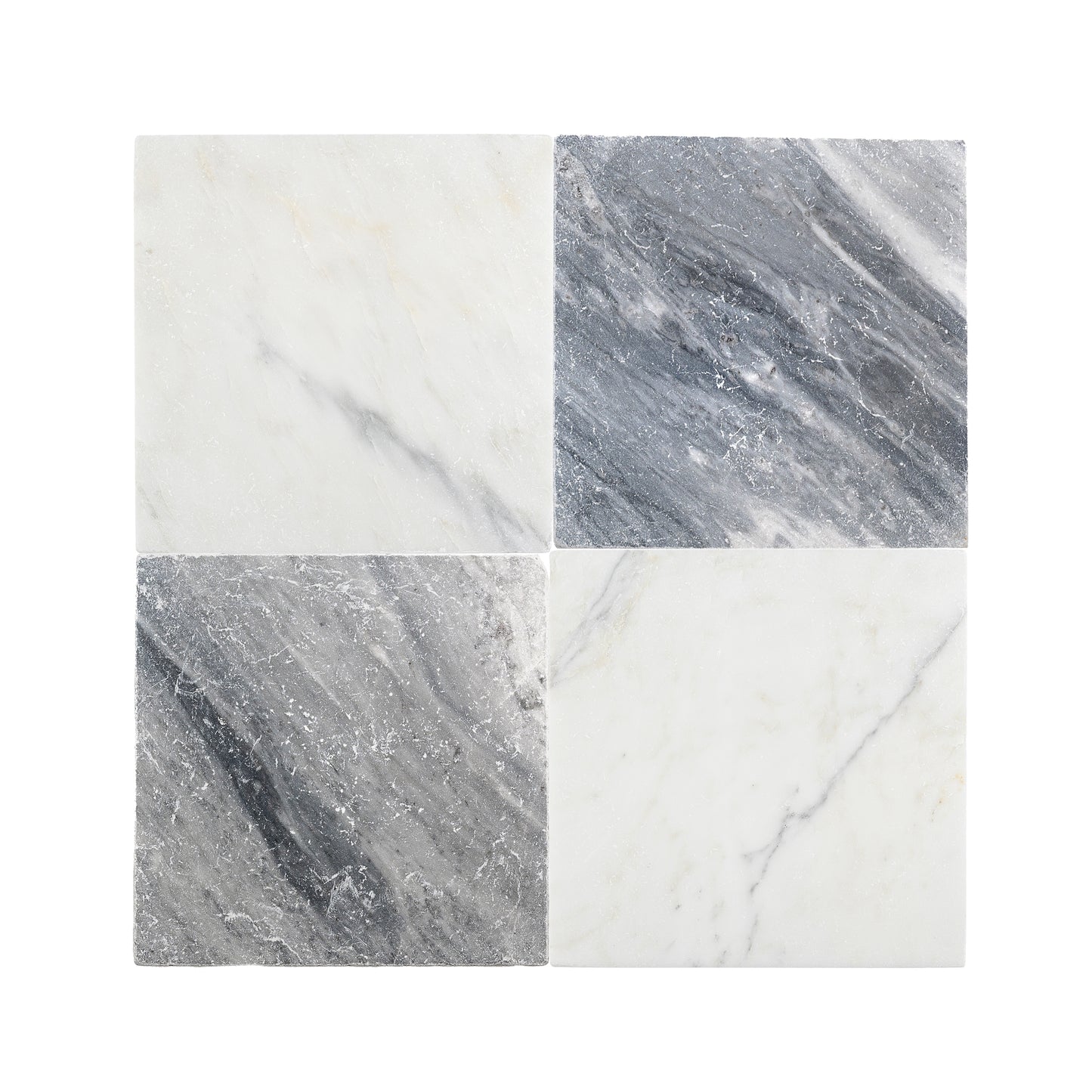 Bardiglio Grey Light & Casablanca Carrara 12x12 | Tumbled - Checkerboard Bundle-Main Inventory-All Products,Checkerboard,Natural Stone-Riad Tile