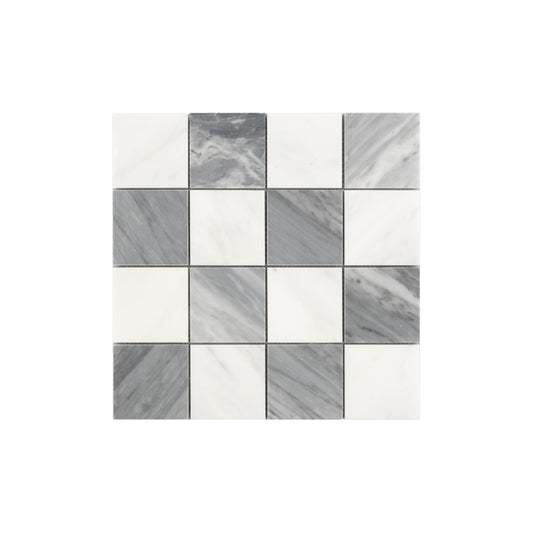 Casablanca Carrara & Bardiglio Grey Marble 3 Inch Checkerboard Mosaic Marble Tile | Honed-Main Inventory-All Products,Checkerboard,Natural Stone-Riad Tile