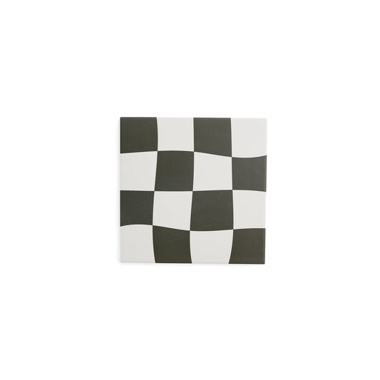 Drunken Checkerboard Black & White Ceramic Tile-Main Inventory-All Products,Patterns,Under 10-Riad Tile