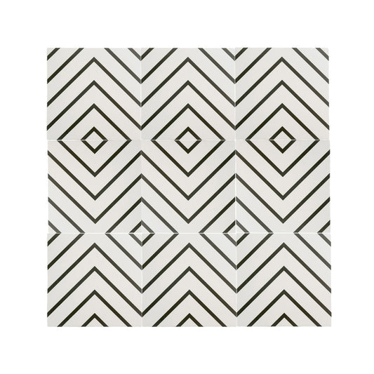 Maya White & Black Ceramic Tile-Main Inventory-All Products,Patterns,Under 10-Riad Tile