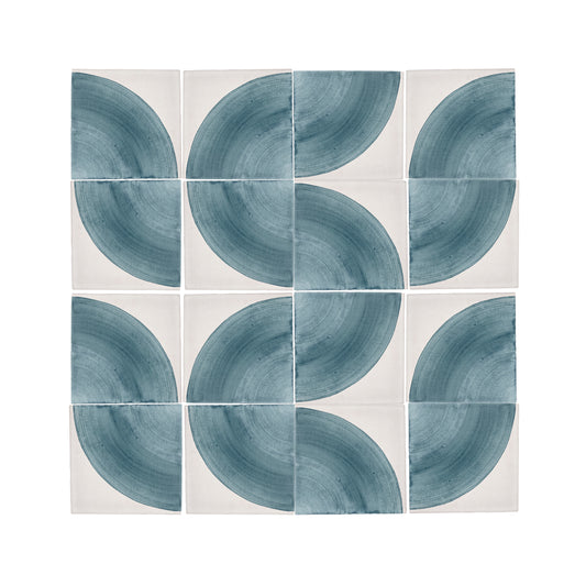 Crest Blue 6x6 Hand Painted Artisan Ceramic Tile-Main Inventory-All Products,Patterns-Riad Tile