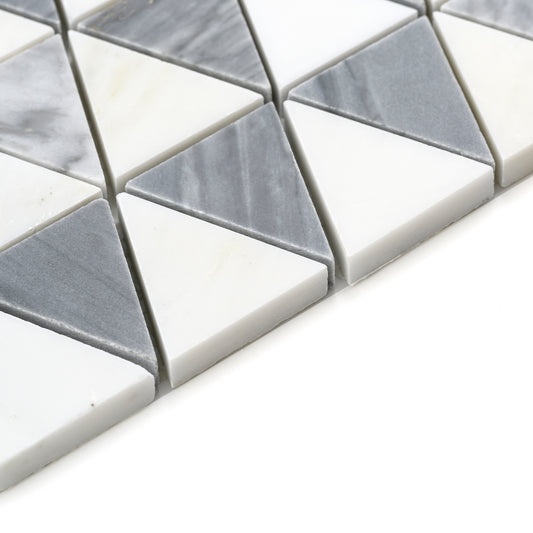 Sample: Diamond Casablanca Carrara & Bardiglio Grey Marble Mosaic | Honed-Sample-Sample-Riad Tile