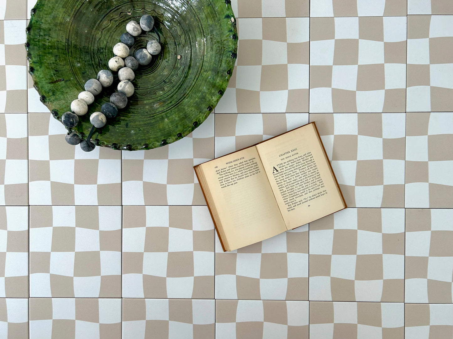 Drunken Checkerboard Putty Ceramic Tile-Main Inventory-All Products,Patterns,Under 10-Riad Tile