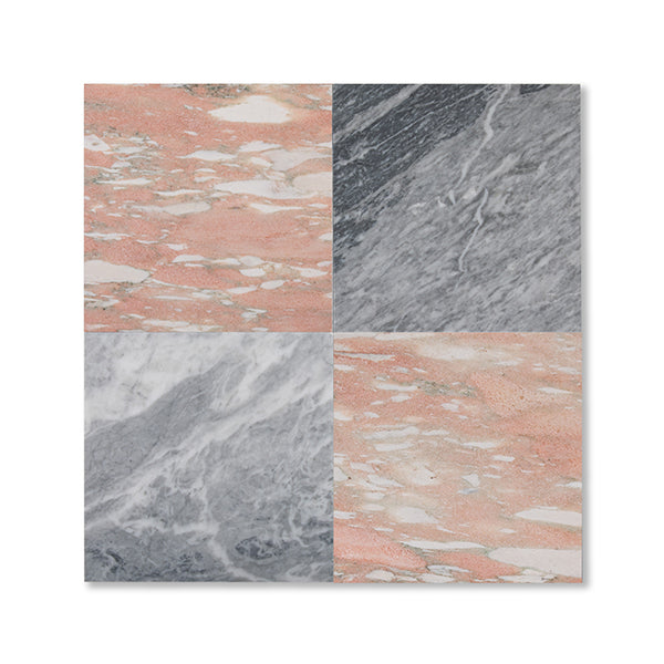 Bardiglio Grey Light & Norwegian Rose 12x12 Marble Tile | Honed – Checkerboard Bundle-Main Inventory-All Products,Checkerboard-Riad Tile
