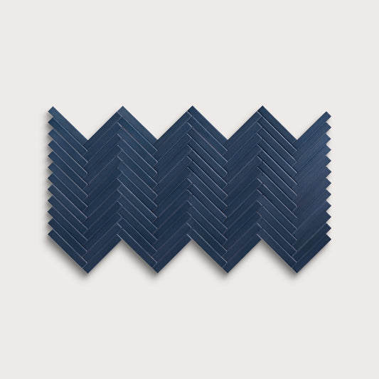 Abyss ceramic tile, 1 by 6 inch herringbone mosaic, matte finish