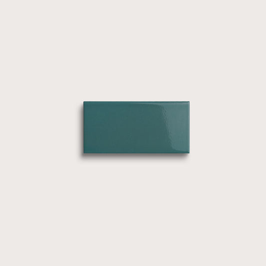 Aegean Blue ceramic tile, 2 by 4 inches, gloss finish