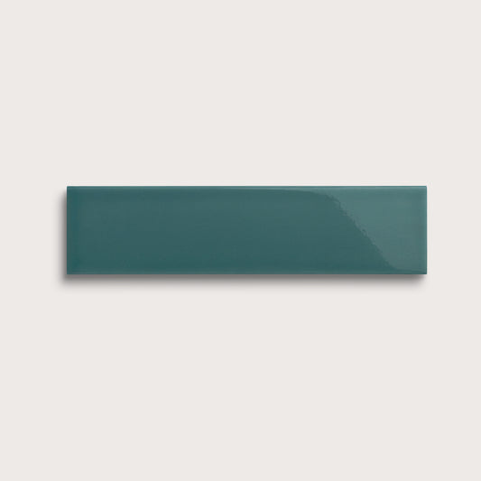 Aegean Blue ceramic tile, 3 by 12 inches, gloss finish