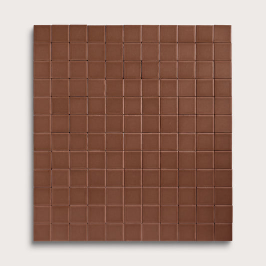 Amber ceramic tile, 2 by 2 inch mosaic, matte finish