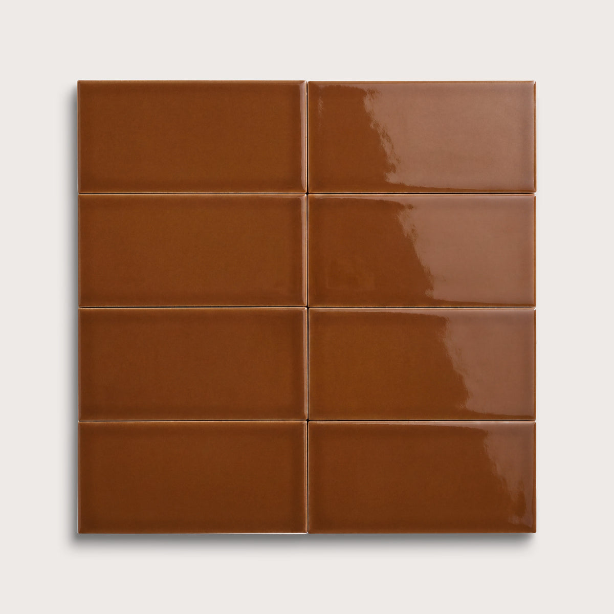 Amber ceramic tile, 3 by 6 inches, gloss finish