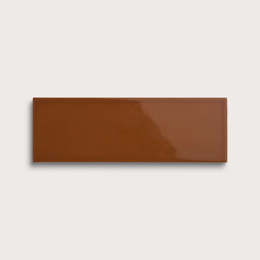 Amber ceramic tile, 4 by 12 inches, gloss finish