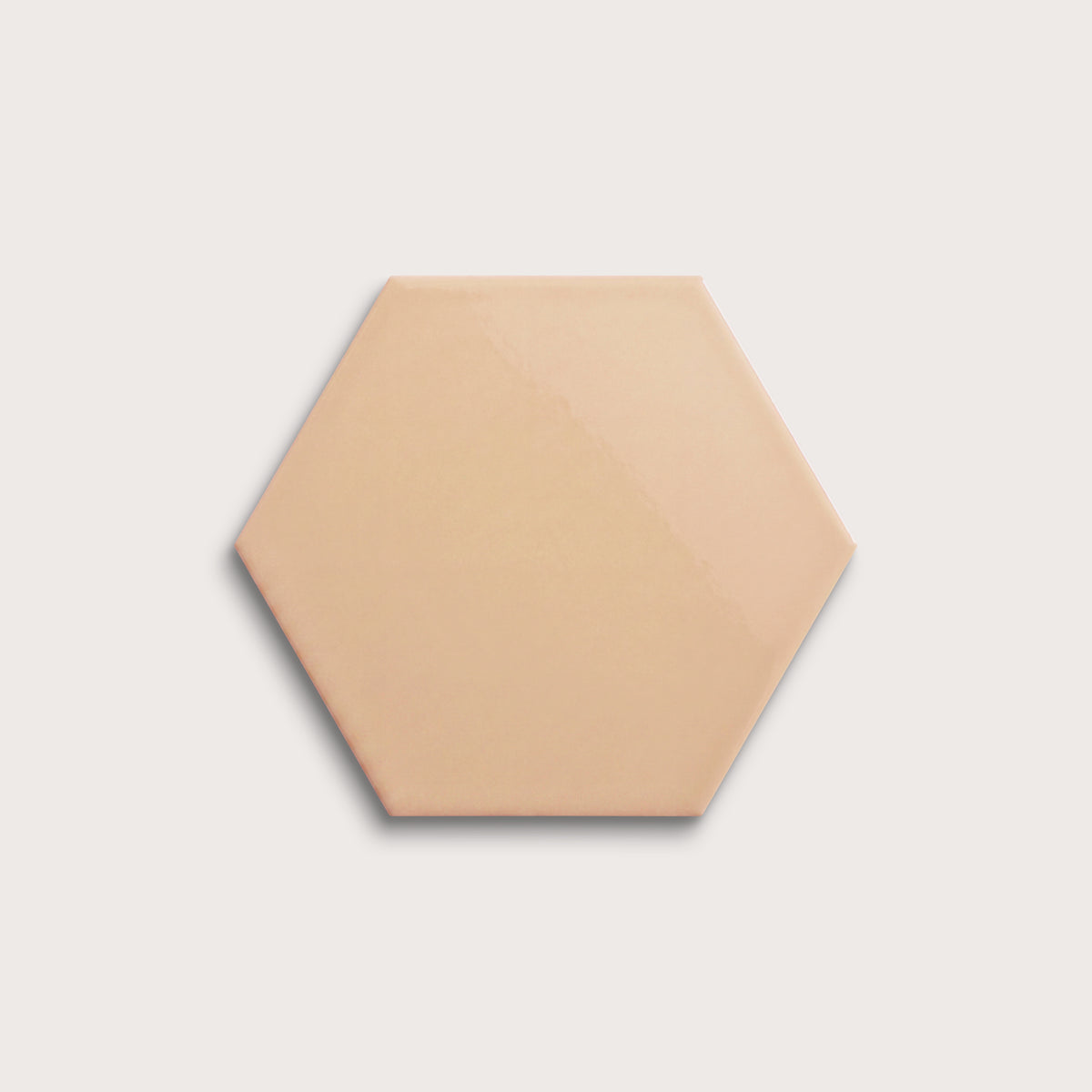 Bone ceramic tile, 8 inch hex, gloss finish