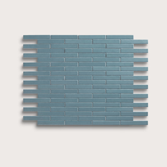 Blue Sky ceramic tile, 1 by 6 inch subway mosaic, matte finish