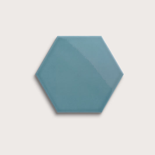 Blue Sky ceramic tile, 8 inch hex, gloss finish