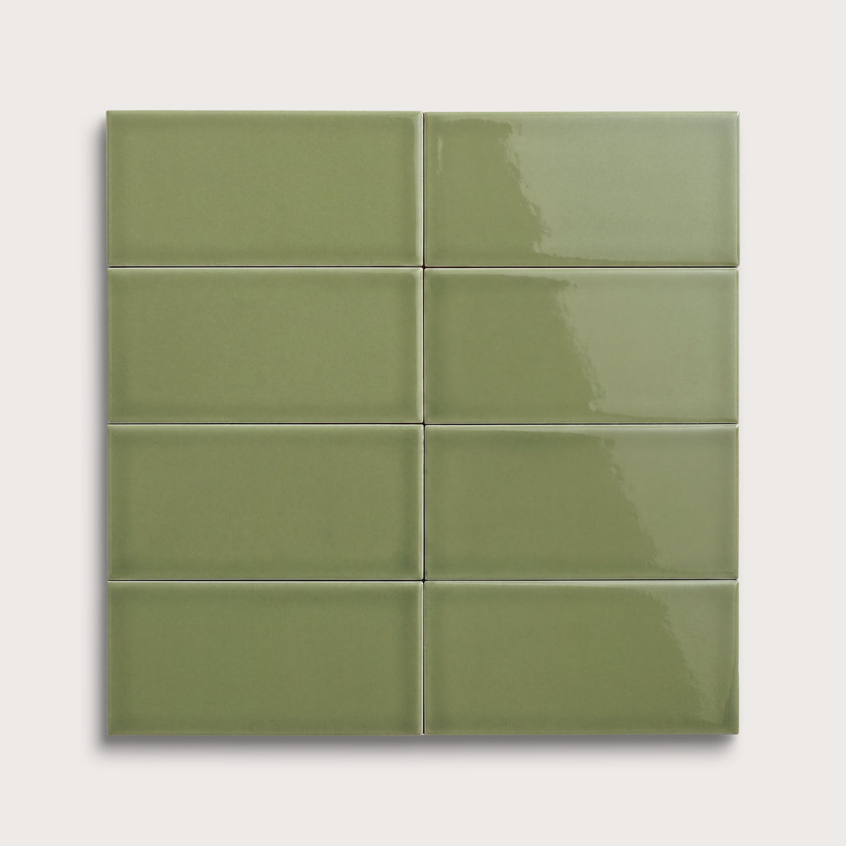 Cactus Green ceramic tile, 3 by 6 inches, gloss finish