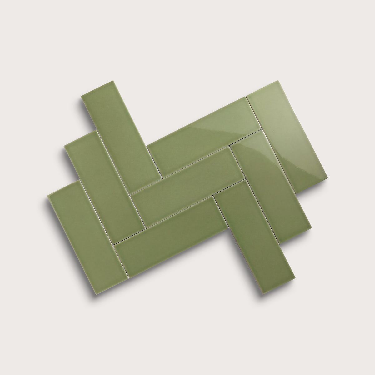 Cactus Green ceramic tile, 4 by 12 inches, gloss finish