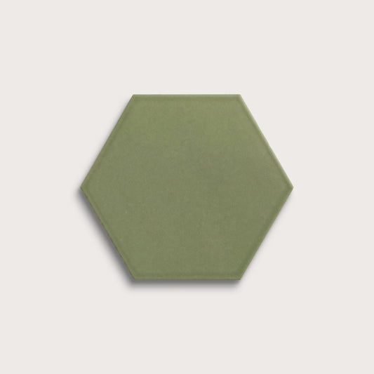Cactus Green ceramic tile, 8 inch hex, matte finish