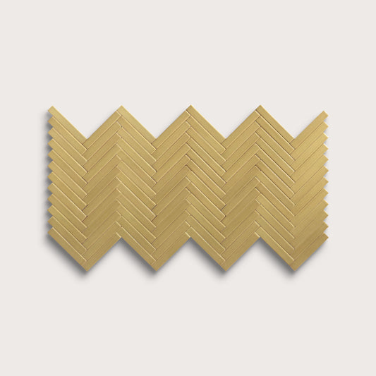 Citron ceramic tile, 1 by 6 inch herringbone mosaic, matte finish