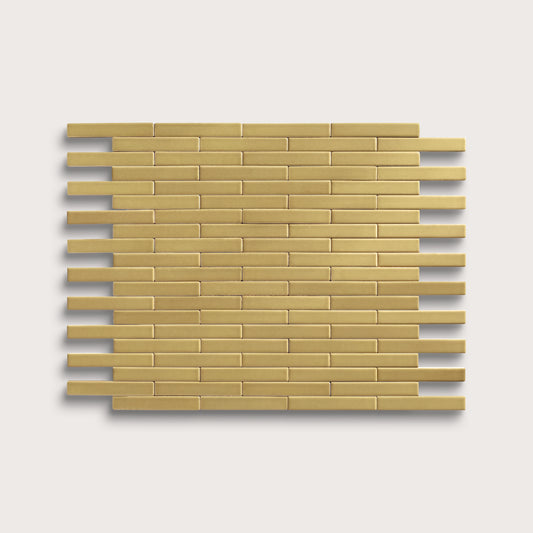 Citron ceramic tile, 1 by 6 inch subway mosaic, matte finish