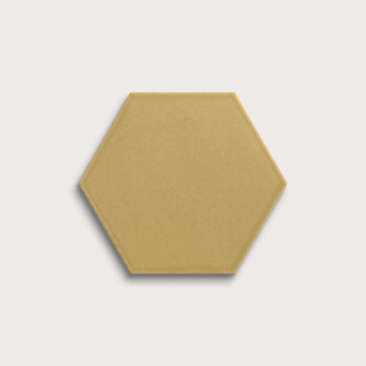Citron ceramic tile, 8 inch hex, matte finish