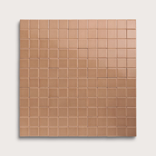 Clay ceramic tile, 2 by 2 inch mosaic, gloss finish