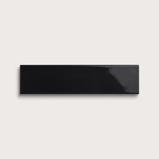 Deep Black ceramic tile, 3 by 12 inches, gloss finish
