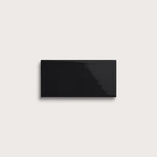 Deep Black ceramic tile, 3 by 6 inches, gloss finish