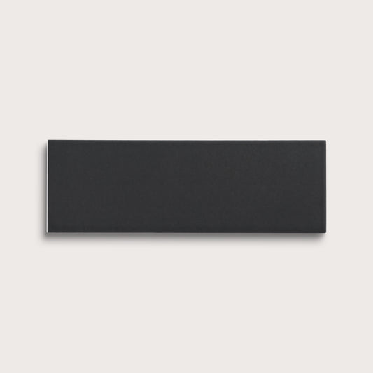 Deep Black ceramic tile, 4 by 12 inches, matte finish