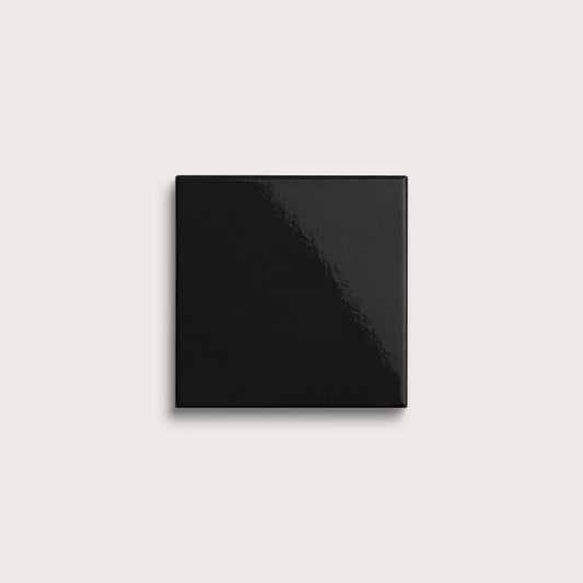 Deep Black ceramic tile, 4 by 4 inches, gloss finish