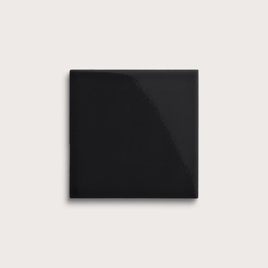 Deep Black ceramic tile, 6 by 6 inches, gloss finish