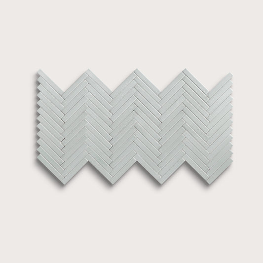 Echo ceramic tile, 1 by 6 inch herringbone mosaic, matte finish