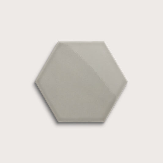 Fog ceramic tile, 8 inch hex, gloss finish