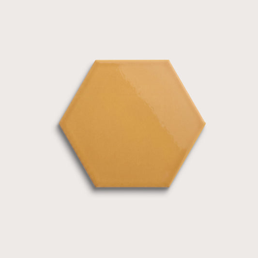 Gambol Gold ceramic tile, 8 inch hex, gloss finish