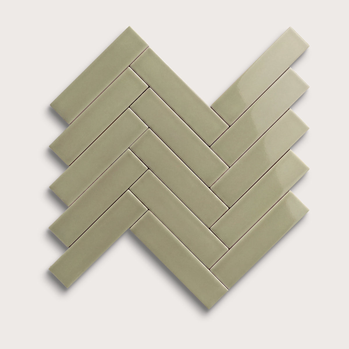 Ghetty Green ceramic tile, 2 by 8 inches, gloss finish