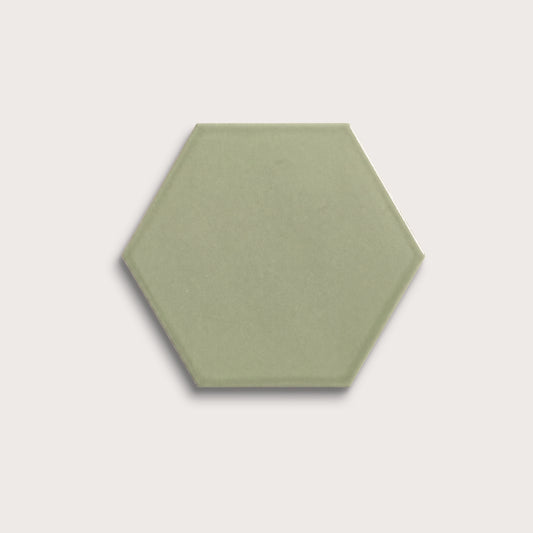Ghetty Green ceramic tile, 8 inch hex, matte finish