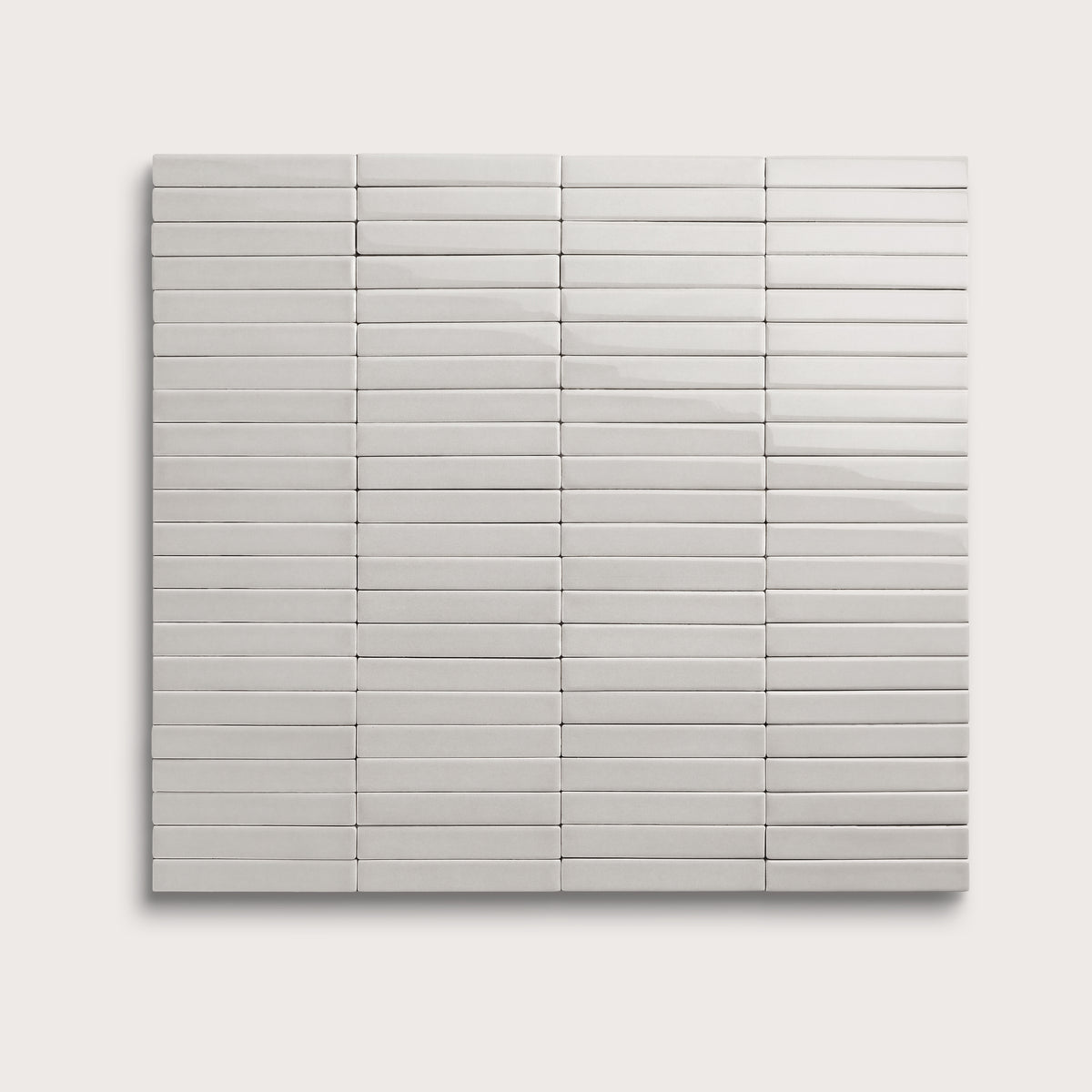 Haze ceramic tile, 1 by 6 inch stacked mosaic, gloss finish