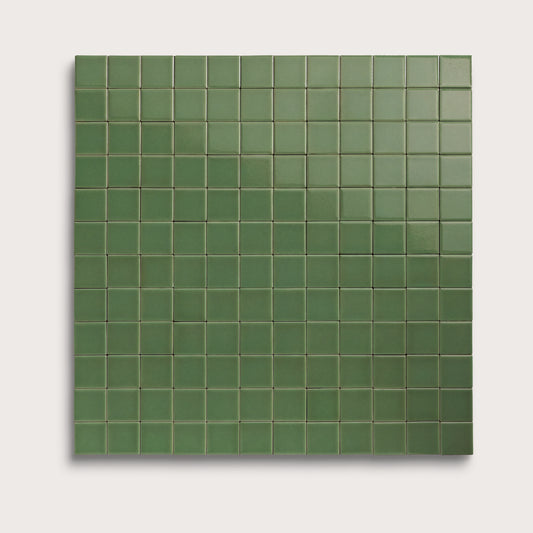 Kale ceramic tile, 2 by 2 inch mosaic, gloss finish