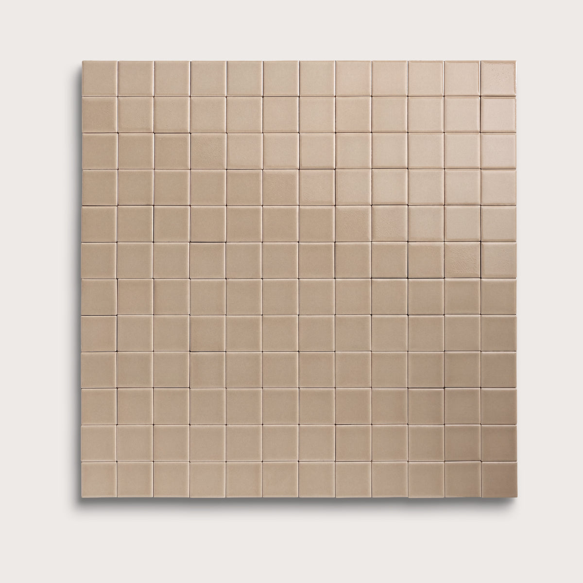 Khaki ceramic tile, 2 by 2 inch mosaic, gloss finish