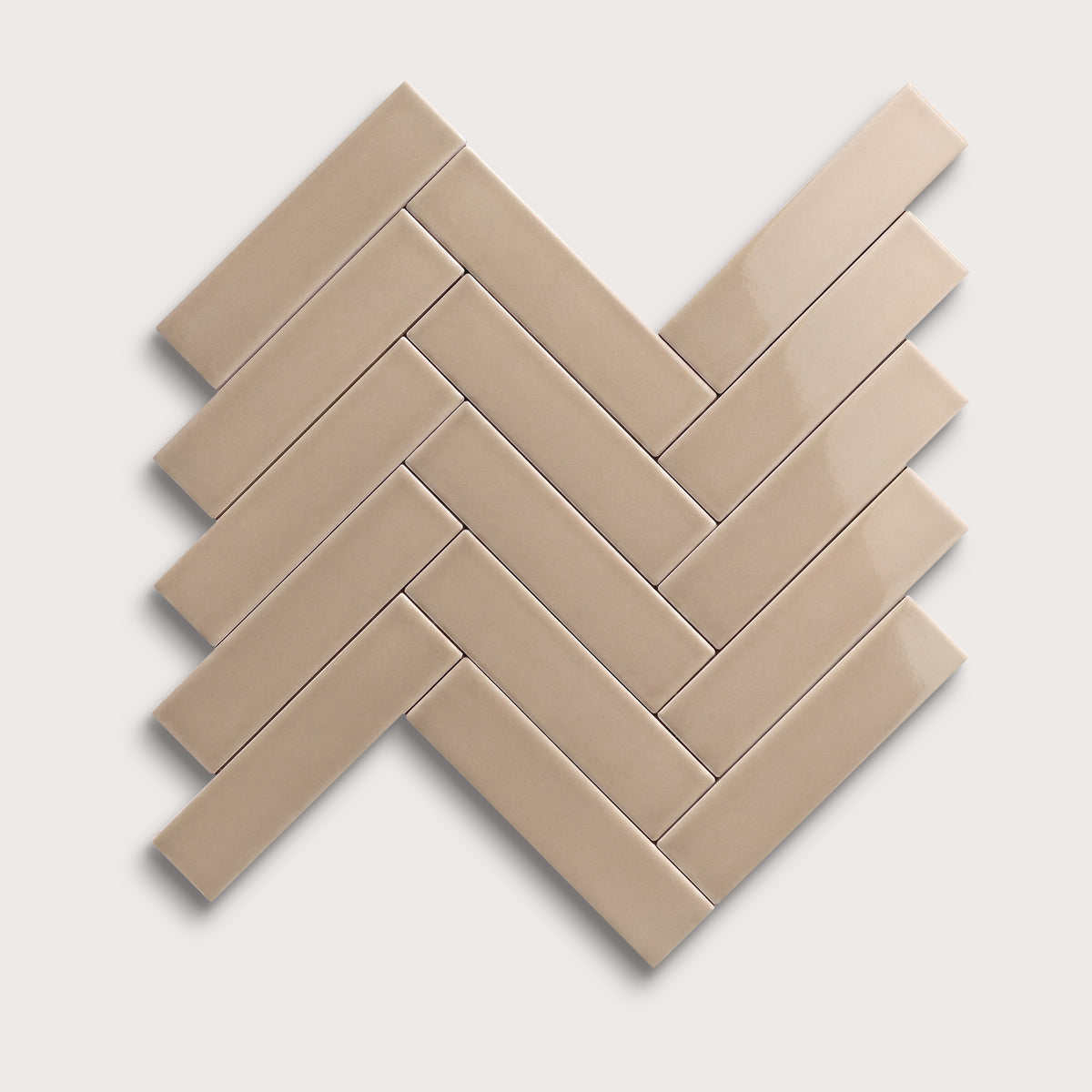 Khaki ceramic tile, 2 by 8 inches, gloss finish