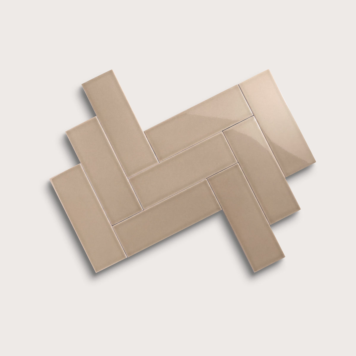 Khaki ceramic tile, 4 by 12 inches, gloss finish