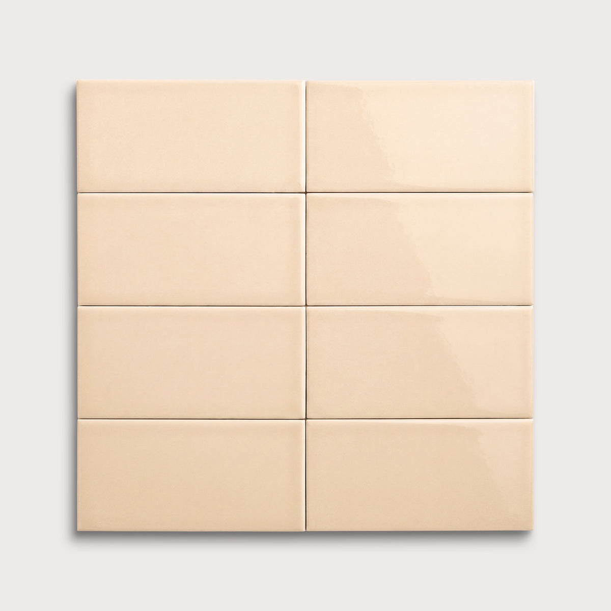 Latte ceramic tile, 3 by 6 inches, gloss finish