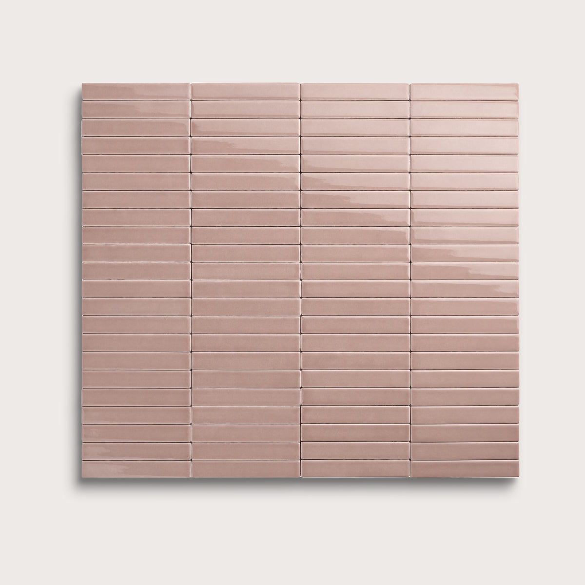 Magic Carpet ceramic tile, 1 by 6 inch stacked mosaic, gloss finish