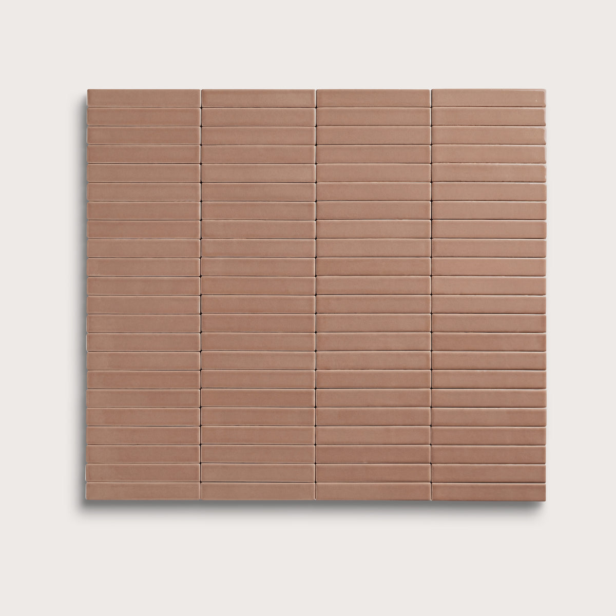 Petal ceramic tile, 1 by 6 inch stacked mosaic, matte finish