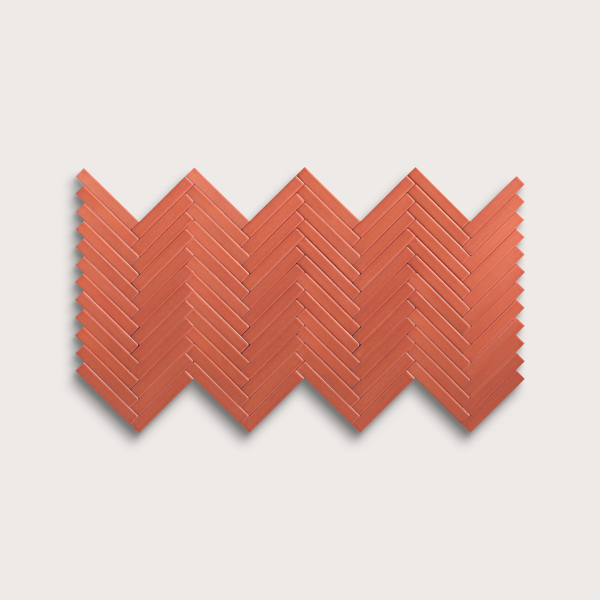 Punch ceramic tile, 1 by 6 inch herringbone mosaic, matte finish