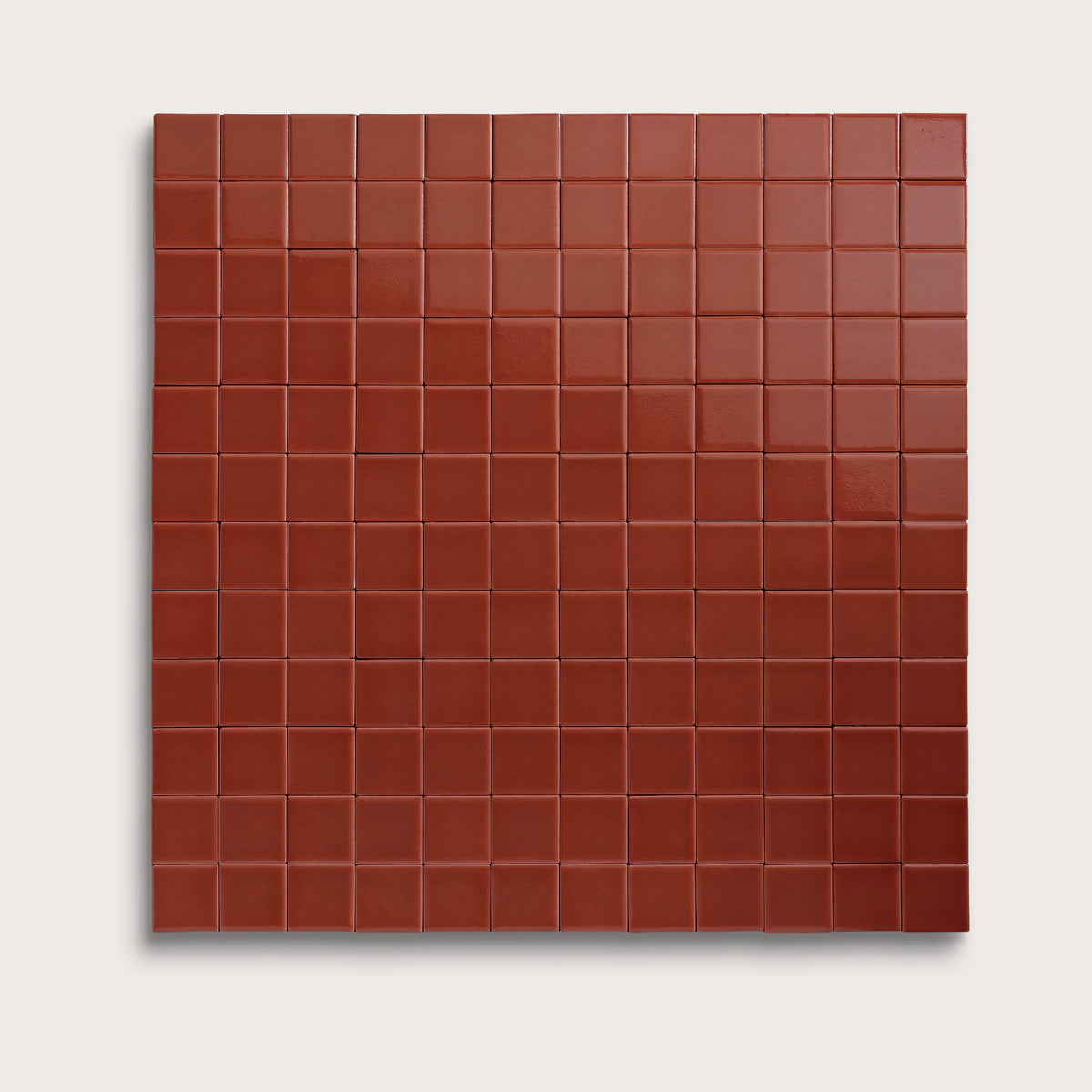 Raspberry Beret ceramic tile, 2 by 2 inch mosaic, gloss finish