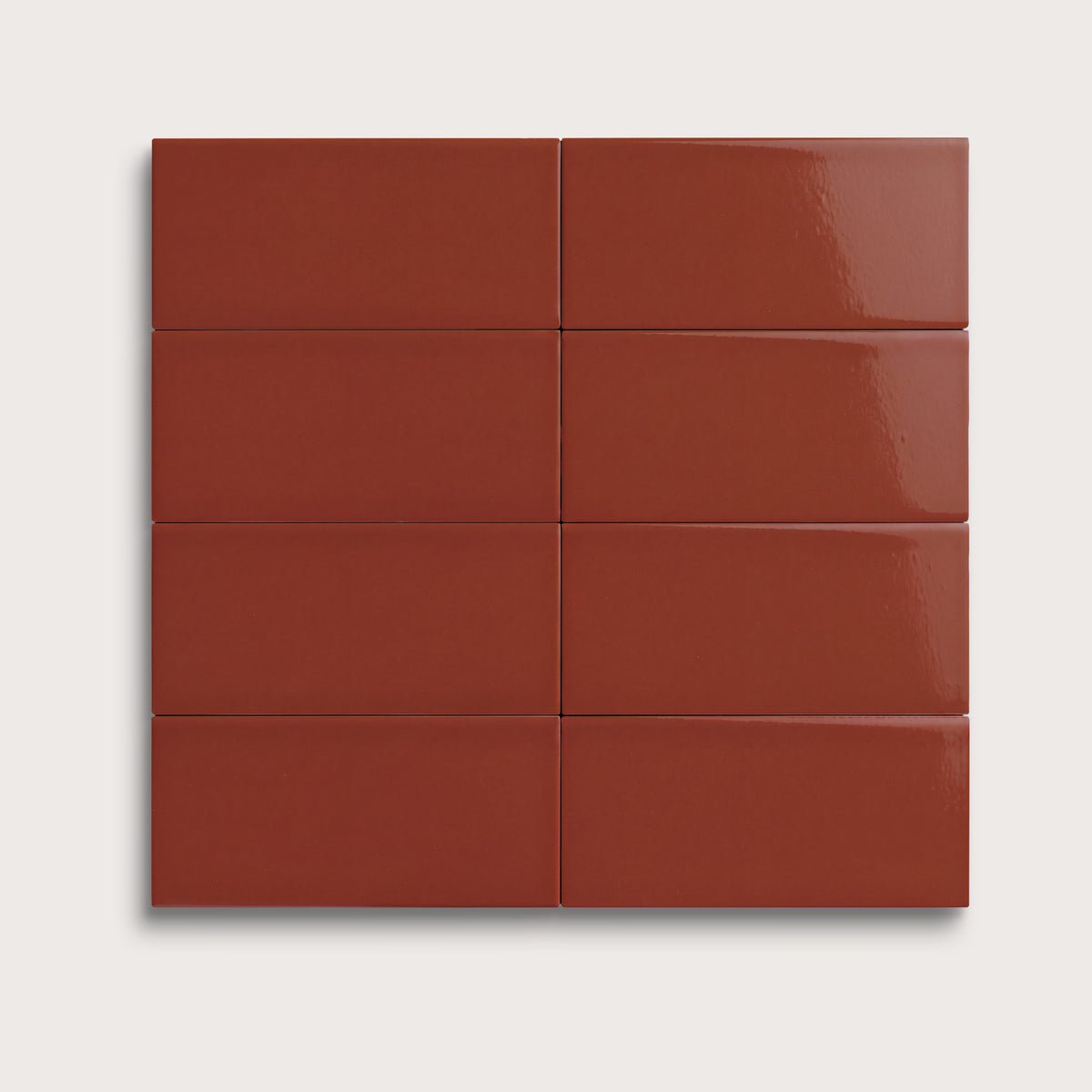 Raspberry Beret ceramic tile, 2 by 4 inches, gloss finish